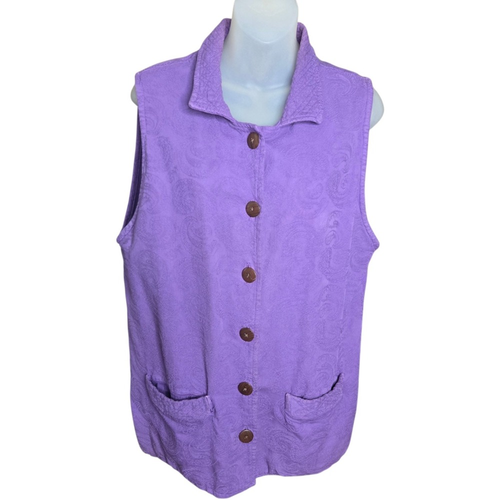Eucalyptus‎ Womens Artisan Jacquard Vest Size Medium Handcrafted Paisley Boho